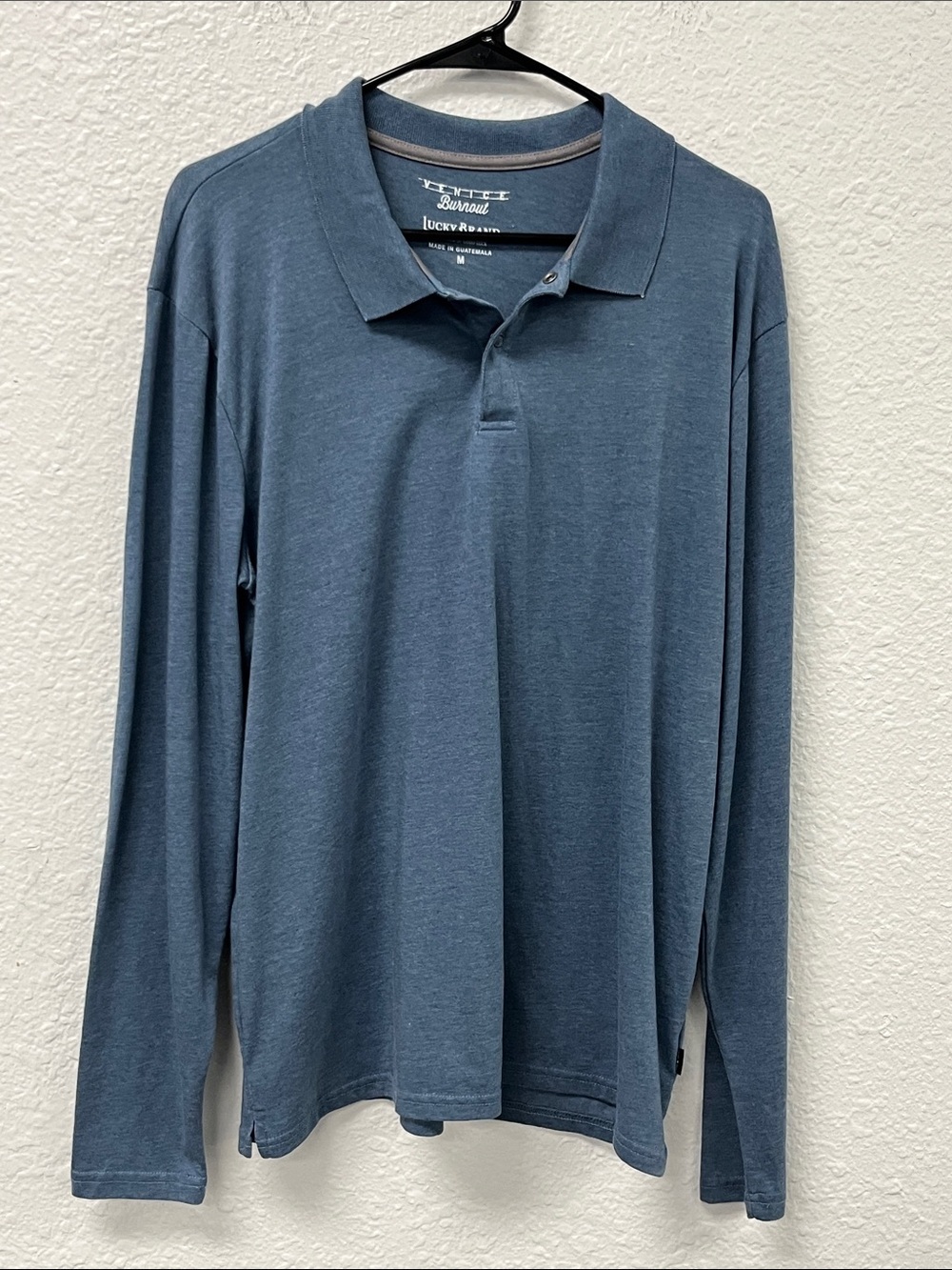 Lucky Brand Men’s Long Sleeve Polo – Slate Blue #1246